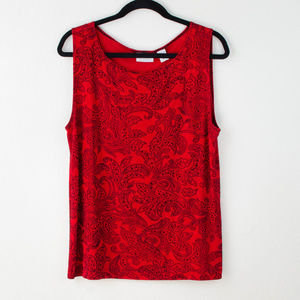 Chico's Travelers | Red Paisley Tank Top